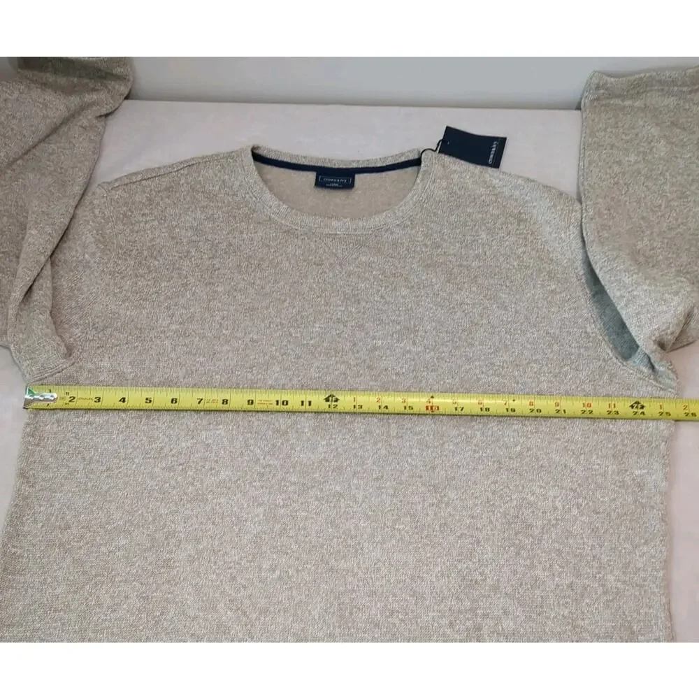 Crown & Ivy Pullover Sweater Mens L Rugged Tan Outdoors Casual Soft Relaxed New